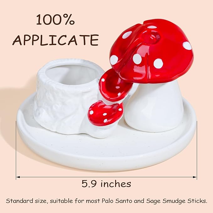 ZenBless 5 in 1 Mushroom Gifts Waterfall Incense and Candle Burner for Burning Sage, Palo Santo, Incense Sticks Backflow Cones,Candle Ceramic Backflow Cone Holder Spiritual Meditation Yoga ZenBless