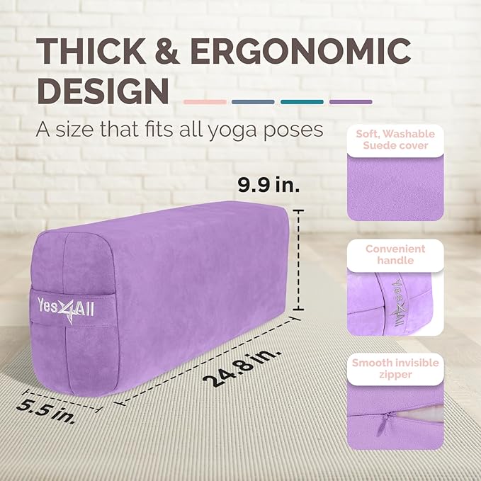 Yes4All Triple-Layer Sponge Yoga Bolster Pillow for Restorative Yoga & Meditation - Versatile Yoga Support Pillow, Balance & Poses Modification - Bloomnest