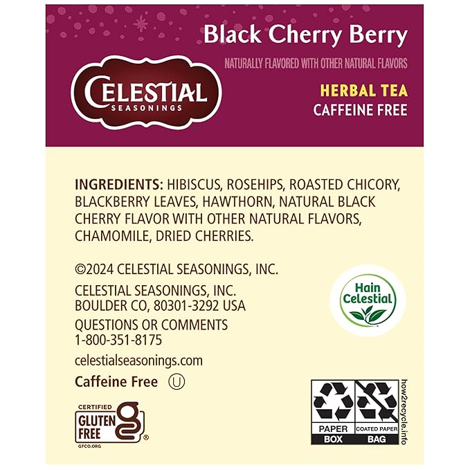 Celestial Seasonings Herbal Tea, Black Cherry Berry, 20 Count (Pack of 6) - Bloomnest