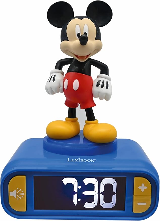 LEXiBOOK, Disney Mickey, Mickey Nightlight Alarm Clock, Sounds and Melodies, LCD Backlit Screen, Luminous, Snooze, Blue, RL800MCH - Bloomnest