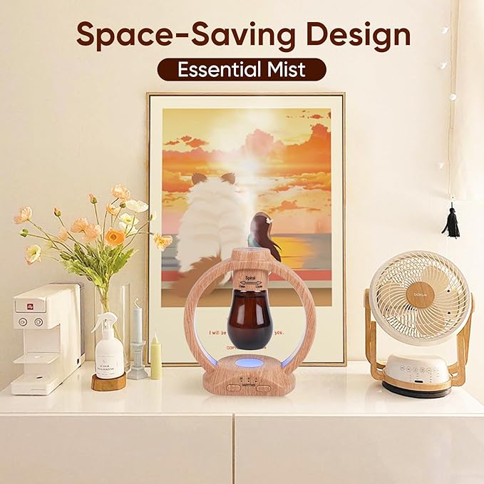 HAPPTWS Essential Oil Diffuser Set- Diffuser 3 Timer Settings Battery Powered Cordless Setup 7 Color LED Lights for Bedroom Yoga Room Pet Room HAPPTWS