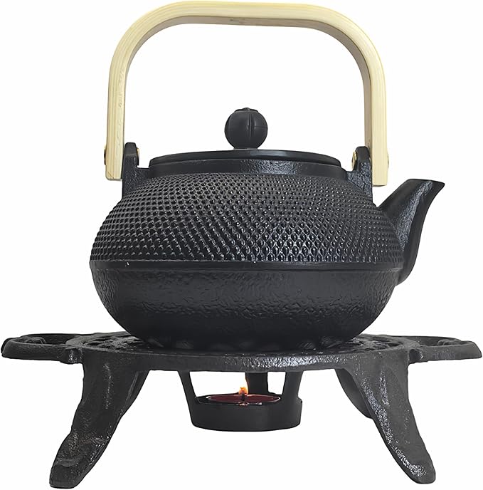 Cast Iron Tea Set with Teapot and Warmer, Japanese Tetsubin, 30.4oz Small Teapot with Infuser for Loose Leaf, Asian Tea Kettle for Stovetop Safe, Elegant Durable Tea Pot Set Gift - Bloomnest