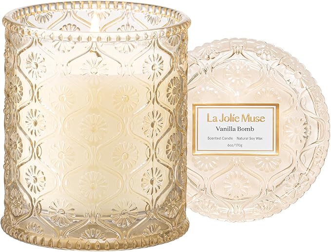 LA JOLIE MUSE Fall Candle | Vanilla Bomb Candle –Vanilla, Lemon Zest & Patchouli | 6 oz Cotton Wick | Natural Soy Wax | 40 Hours Clean Burn | Gift-Ready for Autumn Hosting | Seasonal Home Décor - Bloomnest