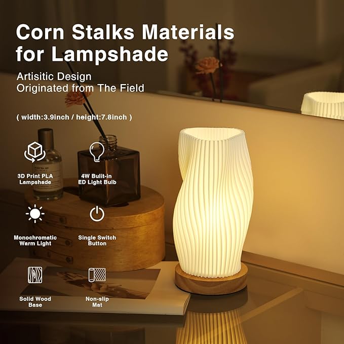 Table Lamp Bedside Lamps for Bedroom, Small Night Stands Desk Lamp, Mood Warm Cozy Lighting, Vintage Boho Cool Mid Century Modern Lamp, Aesthetic Accents Home Room Decor (Warm-A, Medium) - Bloomnest