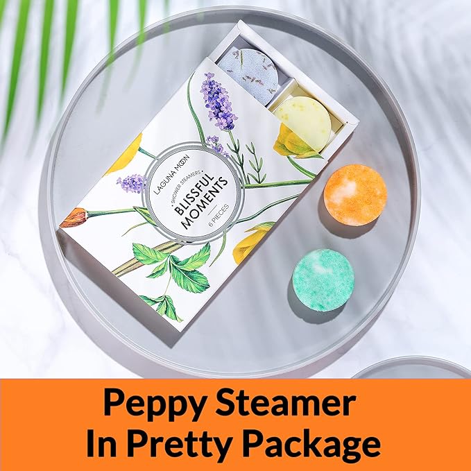 Lagunamoon Aromatherapy Shower Steamers, 6 Piece Variety Pack Handmade Shower Steamers with Pure Essential Oils to Relax, Moisturize for Spa Day, Self Care for Men, Women, Pampering Gifts for Her - Bloomnest