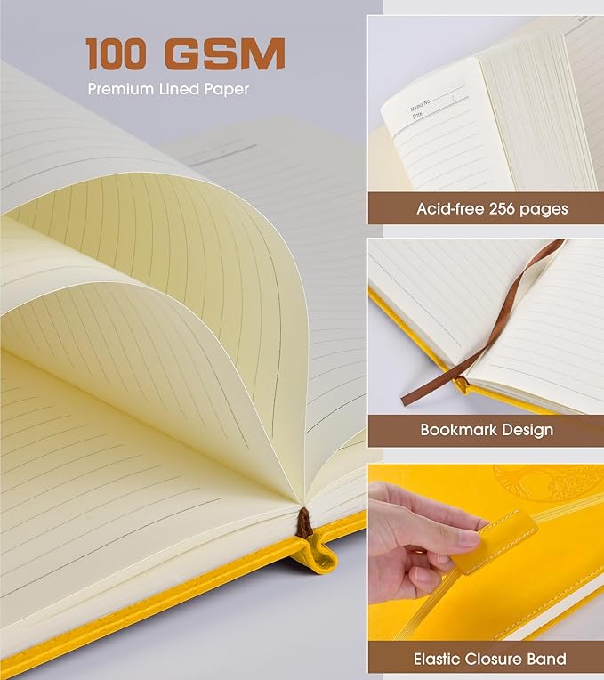 Lined Journal Notebook for Women Men,256 Pages A4 Large Hardcover Leather Journals for Writing,Travel,Business,Work,School,College Ruled Notebooks for Note Taking, Diary Notepad 8.6"×11" - Bloomnest