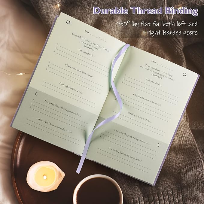 The Gratitude Journal, manifestation journal, Daily Journal with Prompts for Affirmation, Happiness, Mindfulness, Positivity, Wellness, Undated Journal for Women & Men(8.5 * 5.5 inches) - Bloomnest