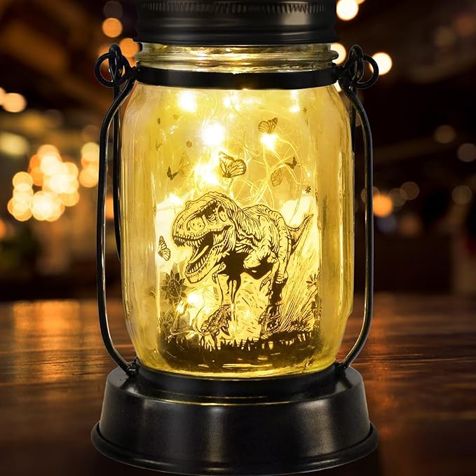 Dinosaur Gifts for Women/Men Tyrannosaurus Rex Lovers Solar Lantern Mom Birthday, Mothers Day, Christmas Gifts, Solar Tyrannosaurus Rex Garden Decoration Outside for Yard, Patio,Backyard,Porch, Torche - Bloomnest