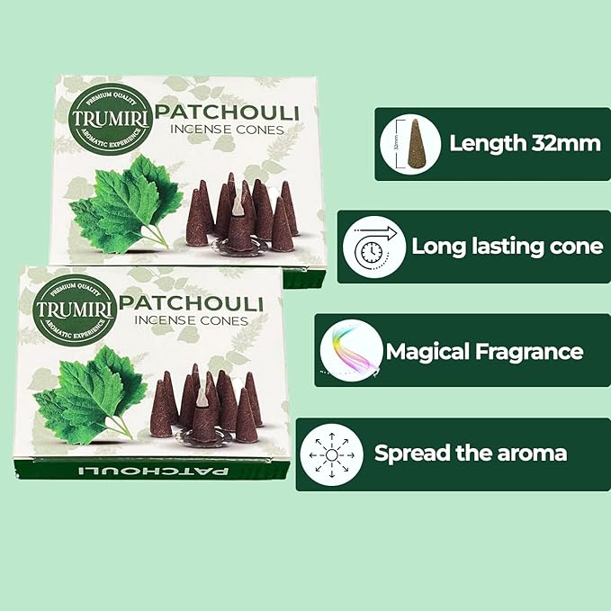 Patchouli Incense Cones - 20 Cone Incense - Dual Pack of 10 TRUMIRI