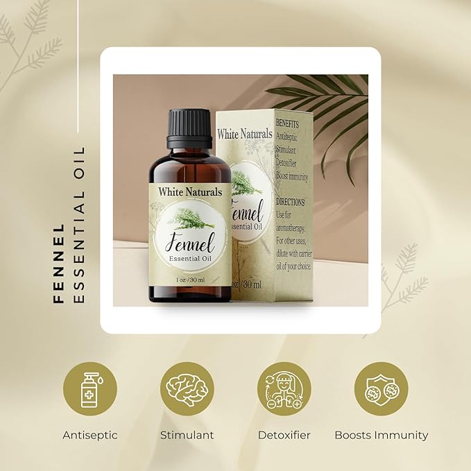 Organic Fennel Essential Oil for Digestion, Sweet Fennel Seed Oil for Congestion Relief & Uplift Mood, 100% Pure, Undiluted, Therapeutic Grade for Aromatherapy, Glowing Skin, Strengthened Hair 1oz - Bloomnest