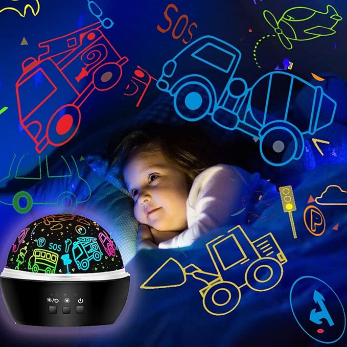 MINGKIDS Kids Night Lights for Bedroom,Project Dinosaurs and Vehicles on Wall or Ceiling,Room Lights for Baby Toddler,2 to 9 Year Old Gifts for Boys Girls - Bloomnest