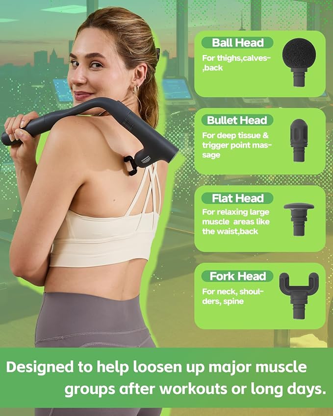 Convertible 3-in-1 Massage Gun Deep Tissue with Extended Handle, Back Pain Relief Percussion Muscle Massager for Neck Shoulder Men Women - Bloomnest