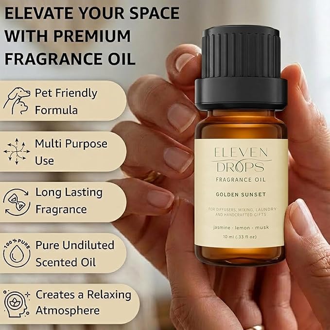 Santal Aroma Fragrance Oil – Essential Oil Blend for Diffusers, Home, Office, Cars, Mixing, Long Lasting Scent, Pet Friendly, Amber Glass Bottle, IFRA Compliant (10 ml)