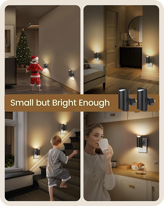 LED Night Lights Plug into Wall, Dimmable Plug in Nightlights, Auto On/Off Dusk to Dawn Indoor Night Lights, 3000K Warm Light, 0-100LM, Bathroom Lights for Hallway, Bedroom, Stairway 2 Pack - Bloomnest