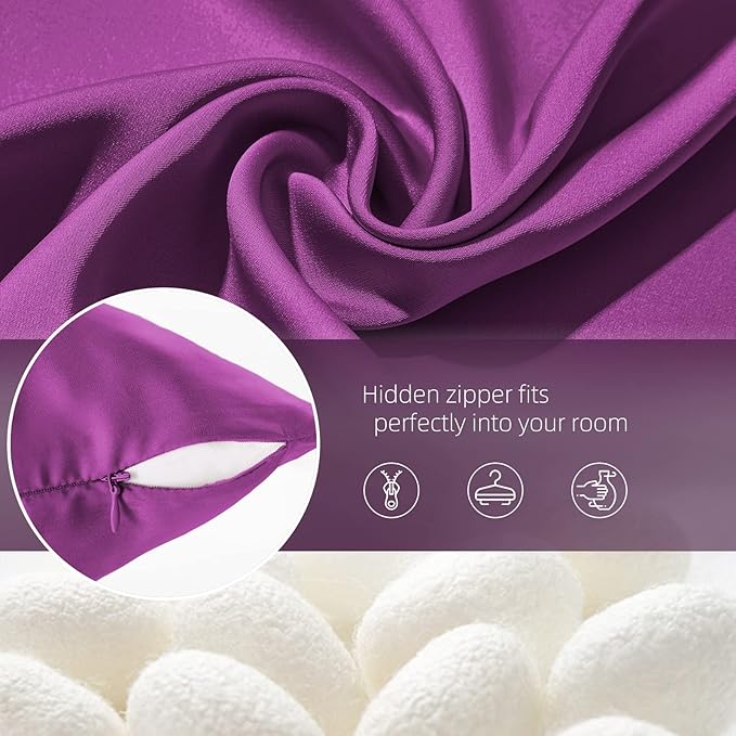 Mulberry Silk Pillowcase for Hair & Skin - Soft, Breathable, Smooth Both Sided Natural Silk Pillowcase with Zipper - Beauty Sleep Silk Pillow Case 1 Pack for Gift (King, Purple) - Bloomnest