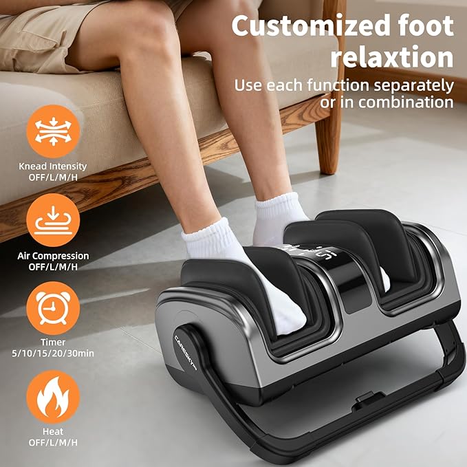 CARESKY® Foot Massager with Heat, Shiatsu Foot Massager for Plantar Fasciitis, Neuropathy Pain Relief, Deep Tissue Foot and Calf Massager, Boosts Circulation