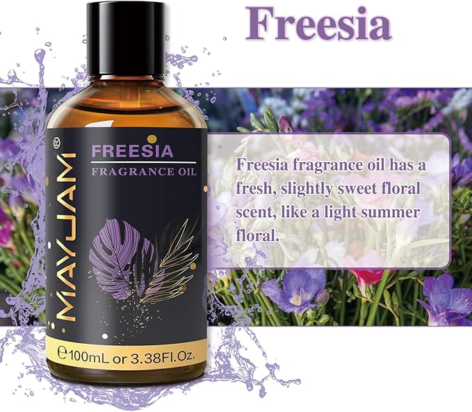 MAYJAM 100ML/3.38FL.OZ Freesia Fragrance Oils with Glass Dropper, Essential Oils for Diffusers for Home, Long Lasting Scented Oils for Diffusers Soap Candle Making - Bloomnest