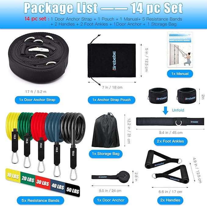 Brebebe Door Anchor Strap for Resistance Bands Exercises, Multi Point Anchor Gym Attachment for Home Fitness, Portable Door Band Resistance Workout Equipment, Easy to Install, Punch-Free, Nail-Free - Bloomnest