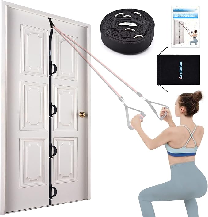 Brebebe Door Anchor Strap for Resistance Bands Exercises, Multi Point Anchor Gym Attachment for Home Fitness, Portable Door Band Resistance Workout Equipment, Easy to Install, Punch-Free, Nail-Free - Bloomnest