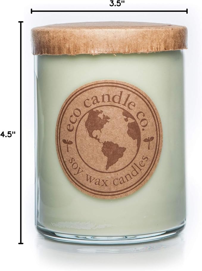 ECO CANDLE CO. Recycled Candle, Herb Garden, 18 oz. Double Wick - Scents of Tarragon, Bergamot, Grapefruit, & Jasmine - 100% Soy Wax, No Lead, Kraft Paper Label & Lid, Hand Poured, Midwest Soybeans - Bloomnest