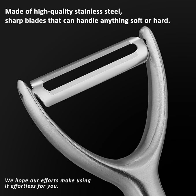 Premium Y Type 304 Stainless Steel Multifunctional Kitchen Peeler Real Wood Handle Ultra Sharp Blade Vegetable Potato Apple(Carbonized Wood) - Bloomnest