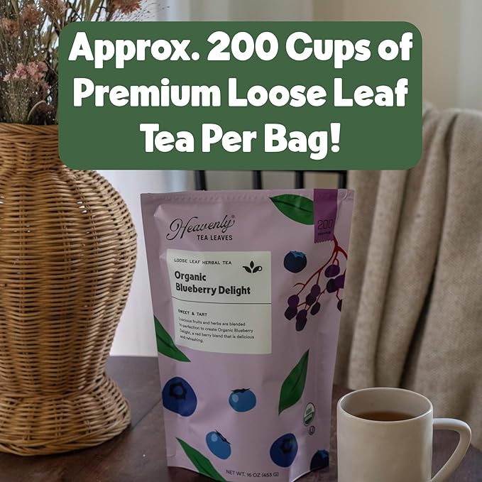 Heavenly Tea Leaves Organic Rose Black, Bulk Loose Leaf Black Tea, 1 Lb. (Approx. 200 Cups) - Strong, Full Bodied, Floral, Great For Hot Or Iced Tea, Antioxidant, Black Tea With Rose Petals - Bloomnest