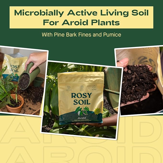 Rosy Soil Aroid Soil Potting Mix - Peat-Free, Microbially Active Biochar Powered Soil for Aroids - Superior Aeration & Drainage for Aroid Plants - Ideal for Indoor Gardening - 4 Quarts - Bloomnest