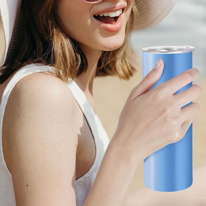 YOUKE OLA 12 Pack Stainless Steel Skinny Tumblers 20oz - Bulk Straight Double Wall Vacuum Insulated Tumbler with Lid and Straw & Silicone Base for Travel, DIY, 12 Colors - Bloomnest