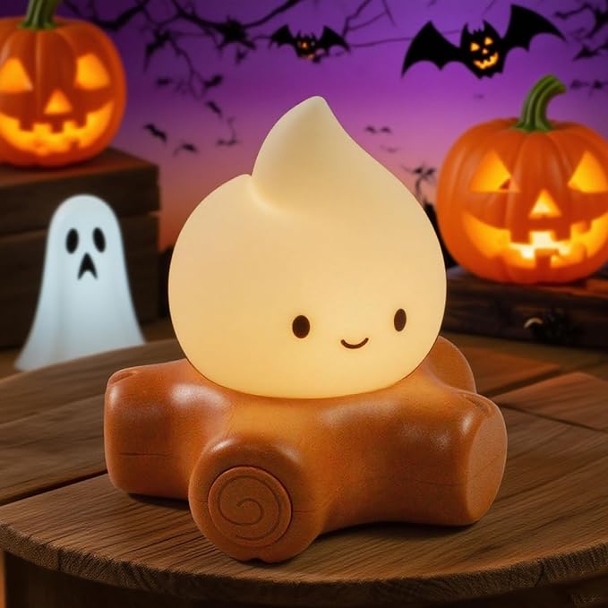 Cute Fake Campfire Lamp, Rechargeable Night Light with Flickering Candle Mode, Portable Mood Lighting for Bedroom Decor, Desk Accessories, Camping & Gifts (Basic Version) - Bloomnest