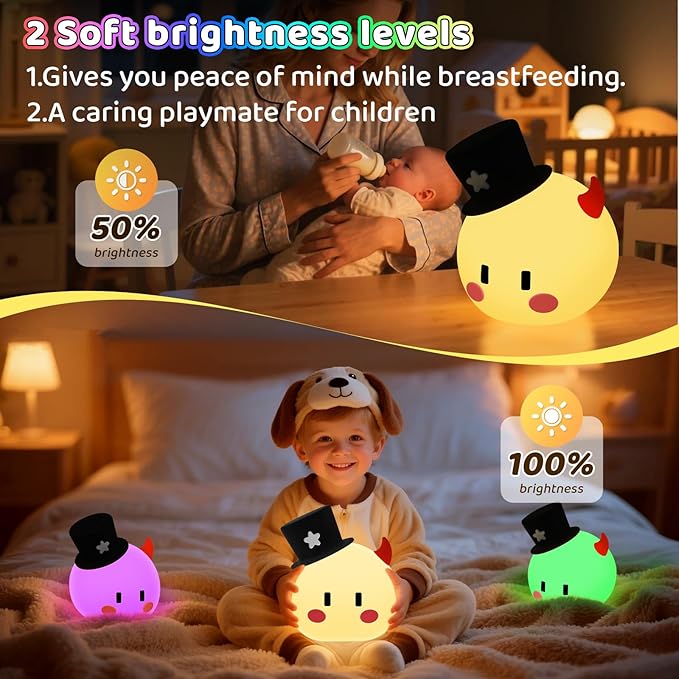 Monster Night Light for Kids, 8-Color Modes & Voice Controlled Light Lamps, Cute Soft Touch Silicone Portable Rechargeable Touch Nightlight for Breastfeeding, Bedroom Decor, Boys and Gifts for Girls - Bloomnest