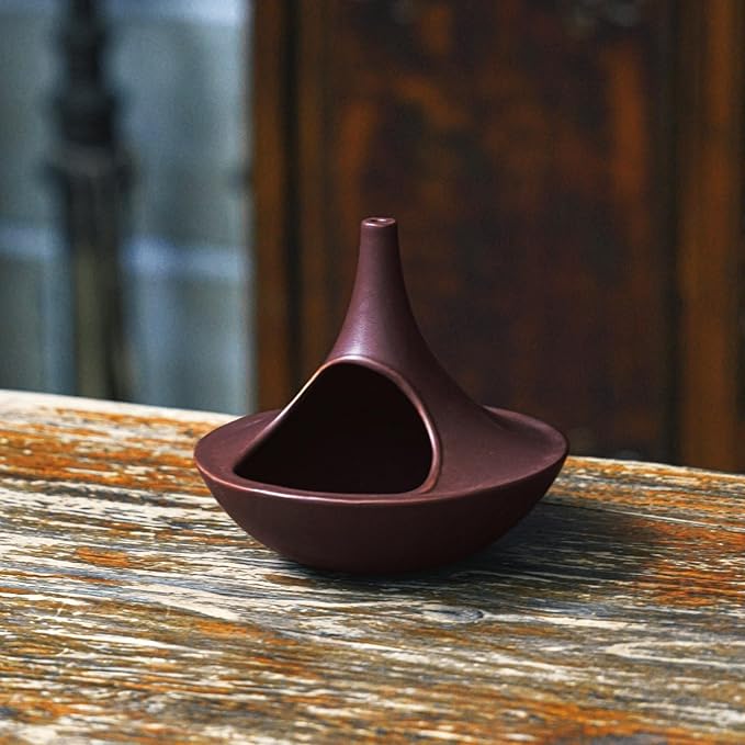 3 in 1 Incense Holder for Palo Santo Sticks Sage Bundles Cone Incense, Handcrafted Ceramic Incense Burner Holder Ash Catcher with Chimney, Smudge Bowl for Yoga Meditation Home Decor (Chimney Red) GRAMSTORMAX