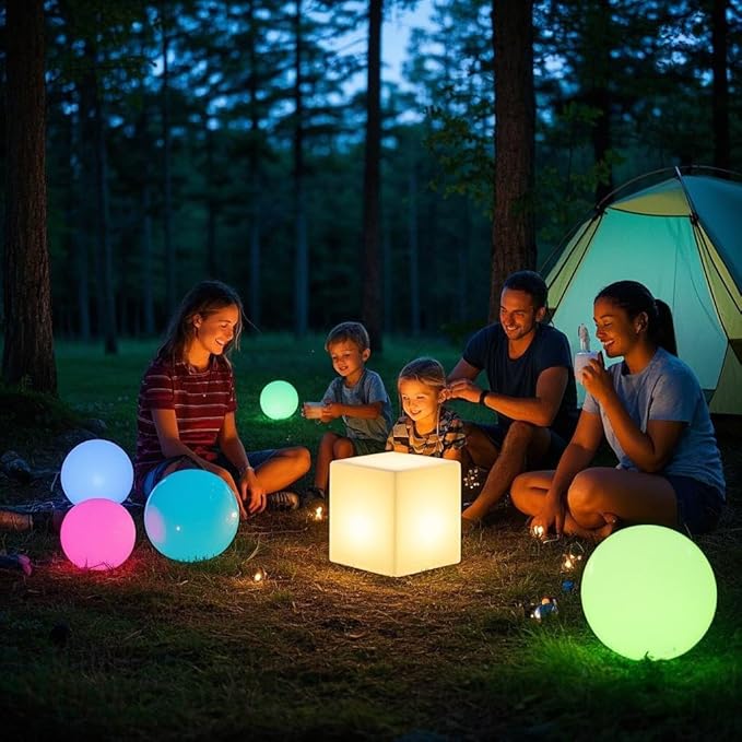Mr.Go 12-inch Rechargeable Magic LED Light Cube Stool with Remote Control Fun Mood Lamp Soothing Night Light Decorative Lighting for Home Kids Bedside Bedroom Nightstand Nursery Pool Party - Bloomnest
