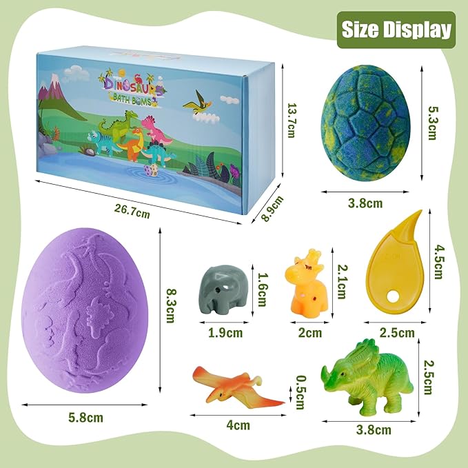 Bath Bombs for Kids with Dinosaur Toys Inside, 8 Pack XXL Large Dinosaur Bath Bombs Bubble Bath Gift Set, Perfect Birthday Christmas Easter Dino Toys Gifts for Kids 3-12, Girls and Boys - Bloomnest