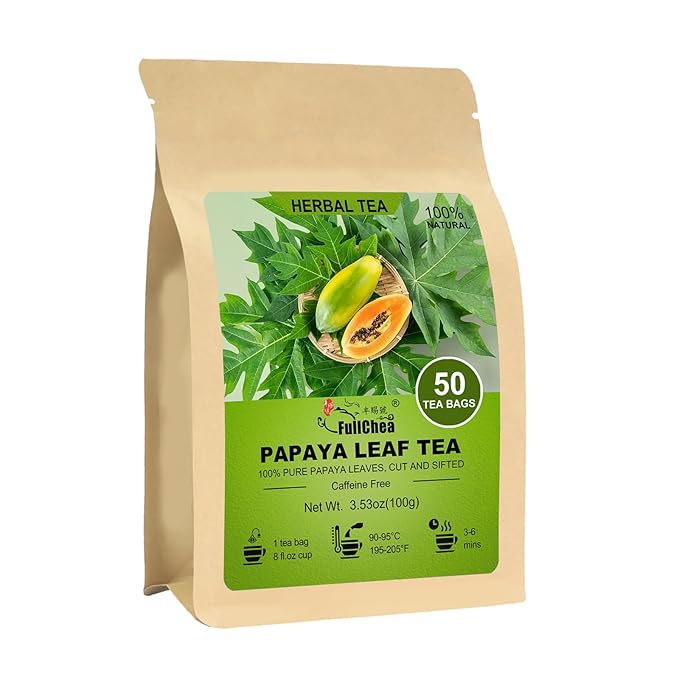 FullChea - Papaya Leaf Tea Bags, 50 Teabags - Natural Herbal Tea with Dried Papaya Leaves - Caffeine-Free Wellness Tea - Bloomnest