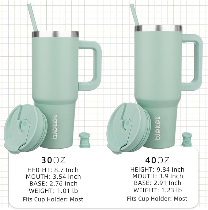 BJPKPK Insulated Tumblers With Handle And Straw 30 oz Stainless Steel Tumbler Cups With Lid,Pistachio Green - Bloomnest