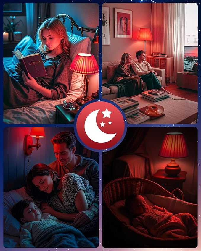 Neporal 3W 625nm Red Light Bulbs for Sleep, 100% Blue Light Blocking Bulb, Red Light Night Light for Melatonin Promoting, A19 40W Equivalent Dim Light Bulbs for Bedroom, Baby Nursery,2 Pack - Bloomnest