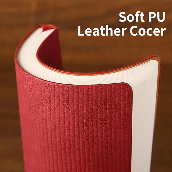 Lined Journal Notebook for Work College Ruled Note Book 7.2"x9.6" B5 PU Leather Daily Journaling 160 Pages for Women Men Writing Home School Supplies Business (Red) - Bloomnest