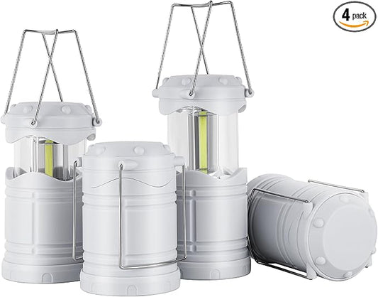 Lichamp LED Camping Lantern, 4 Pack Battery Powered Flashlight for Power Outages, Portable Collapsible Hanging Light Essential for Home, Outdoor, Emergency Lamp Survival Kit Gear for Hurricane, B4LW - Bloomnest