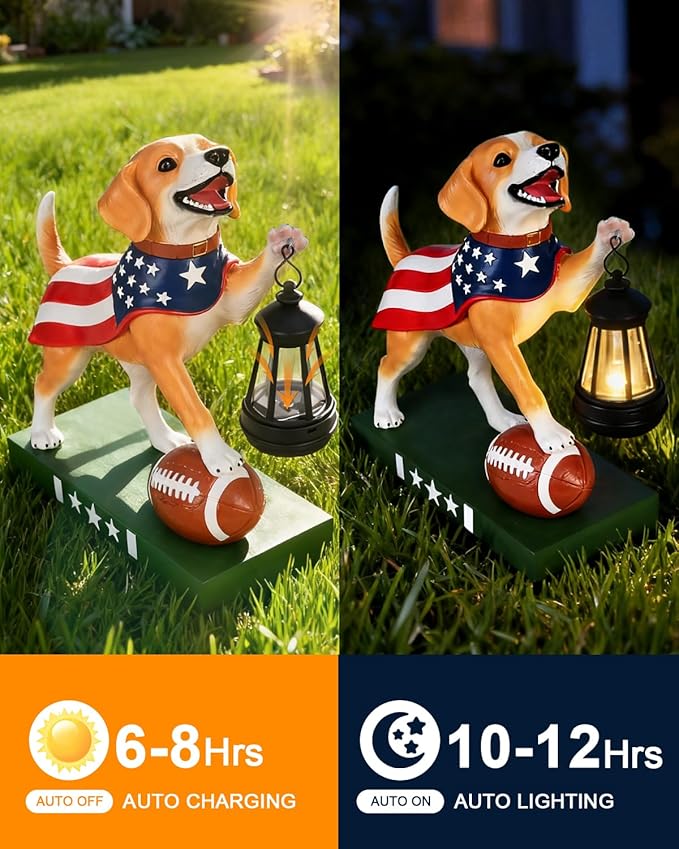 Solar Dog Statues Outdoor Decor with Lantern - Unique Beagle Puppy Home Decor Figurine for Garden, Patio, Yard - Idea Gifts for Women Mom - Bloomnest