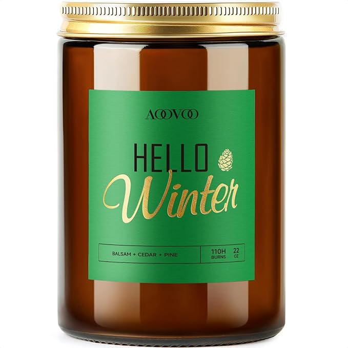 AOOVOO Hello Winter Candle - Large Pine Scented Soy Wax Aromatherapy Candles, 22oz - Bloomnest