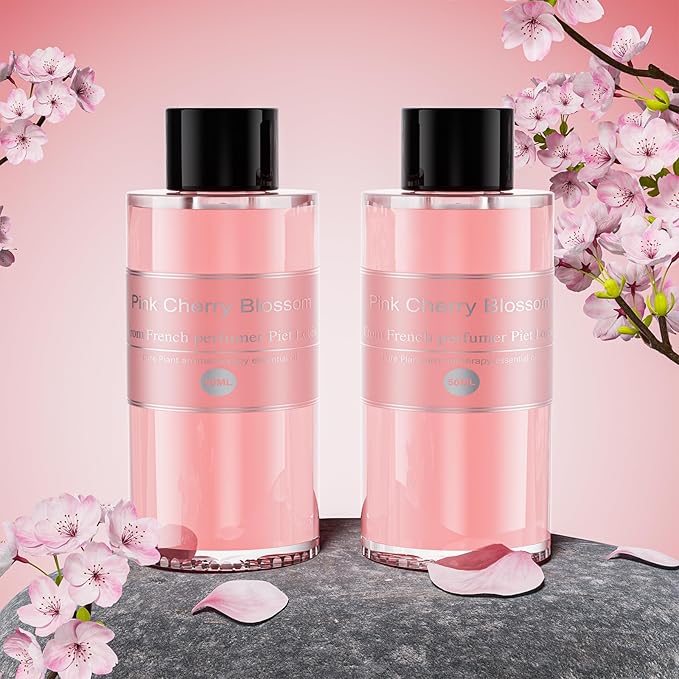 Amor Lyris 2 Packs Essential Oil Refill for Smart Car Air Freshener, 3.5OZ Car Diffuser Refill, Aromatherapy Perfume Refill (4-8 Months Use), Natural Plant Extracts, Pink Cherry Blossom - Bloomnest