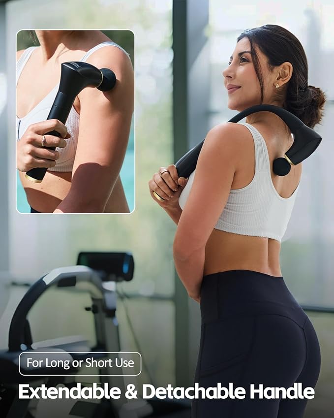 2-in-1 Detachable Percussion Massage Gun with Extension Handle, Back Massager for Pain Relief Deep Tissue Muscle Massager for Arm Shoulder Lower Back Thigh Waist, Gifts for Women, FSA-HSA Eligible - Bloomnest
