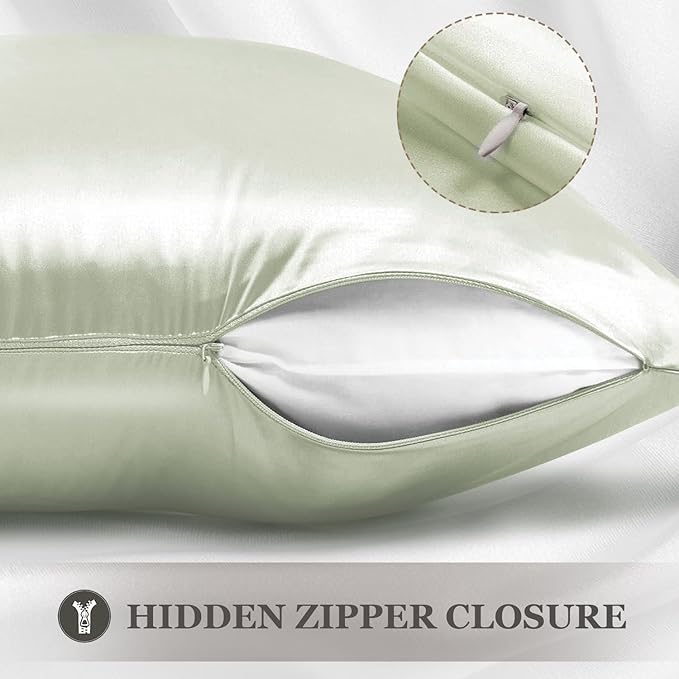 Adubor 100% Silk Pillowcase - Mulberry Silk Pillow Cases, 23 Momme 6A Grade Fibers, Silk Pillow Case for Hair and Skin Health, with Hidden Zipper (Standard 20''×26'', Pea Green, 1PC) - Bloomnest