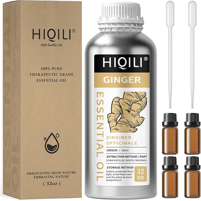 HIQILI 32 Fl Oz Ginger Oil, 100% Pure Natural Ginger Essential Oil for Hair, Massage, Skin - 1000ML - Bloomnest