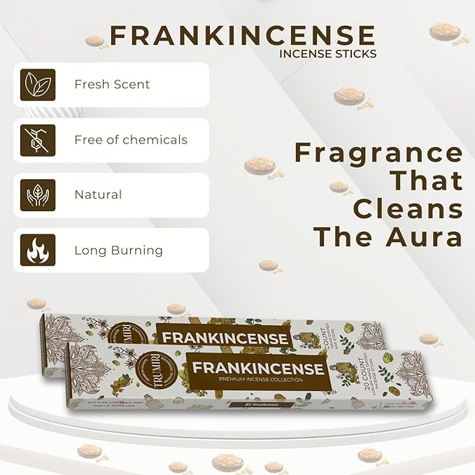 TRUMIRI Trumiri Incense Sticks - Total 40 Frankincense Scented Insence-Sticks - Dual Pack of 20 Insenses - Insents - Incents - Inscense - Incence - Incienso - All Natural Incense Sticks TRUMIRI