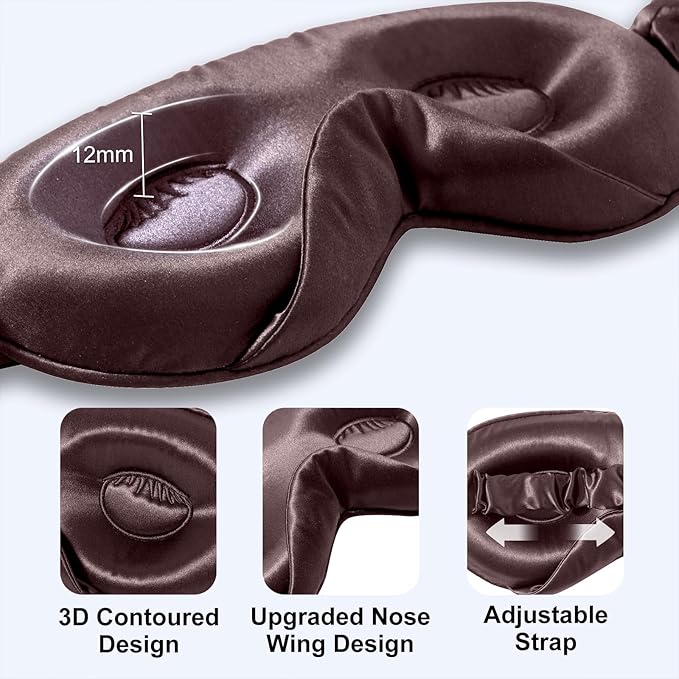 ZIMASILK Adjustable 22 Momme 100% Mulberry Silk Sleep Mask, Upgraded 3D Contoured Cup Eye Mask for Sleeping, Super Soft & Breathable Blindfold, Blackout for Deep Sleeping (Gray Purple) - Bloomnest