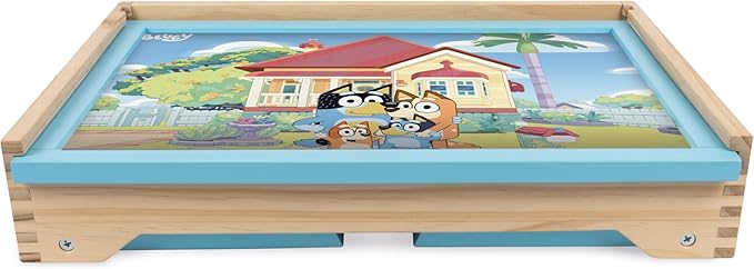 Bluey Art Creation Kids Art Station with 100 Magnets & Whiteboard Lid, Foldable Legs, Art Table for Kids, Storage Pockets - Bloomnest