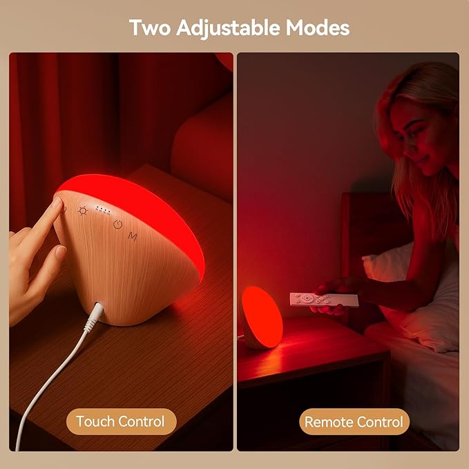 Light Therapy Lamp with 10000 Lux Sun Light & 670nm Red Night Light, Sleep Aid & Mood Boosting Lamp, 5 Color Temperatures, 5 Brightness Levels, 4 Timer Settings, Smart Touch & Remote Control - Bloomnest
