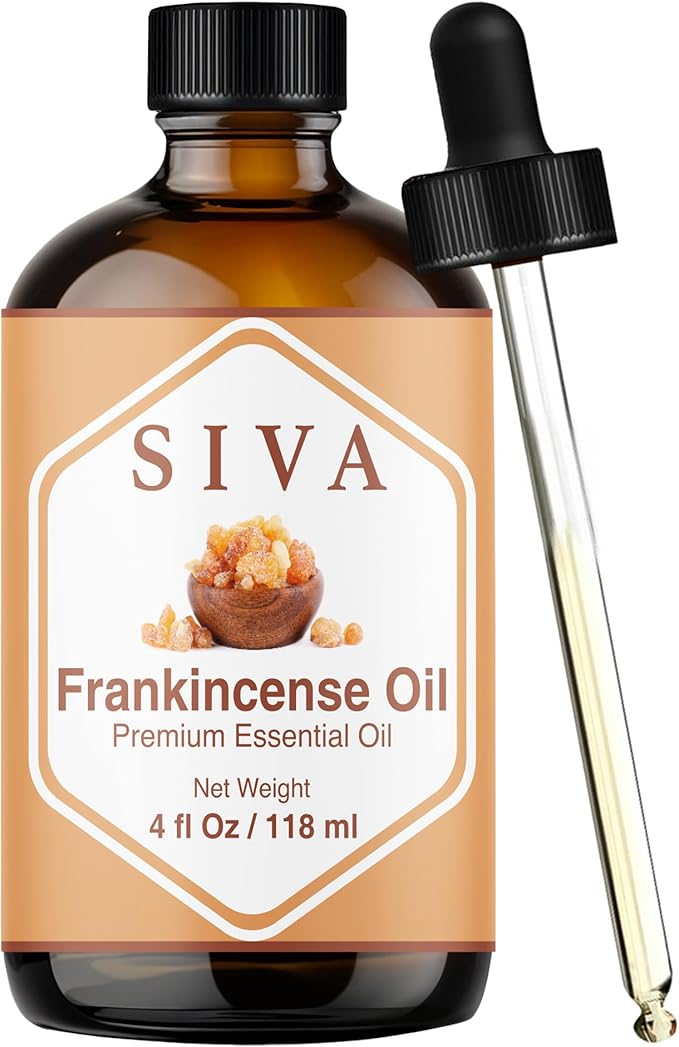 Siva Frankincense Essential Oil - 4 Fl Oz – 100% Natural Boswellia Serrata Oil - for Diffuser, Face, Skin Care, Aromatherapy, Hair Care, Scalp and Body Massage - with Dropper - Bloomnest