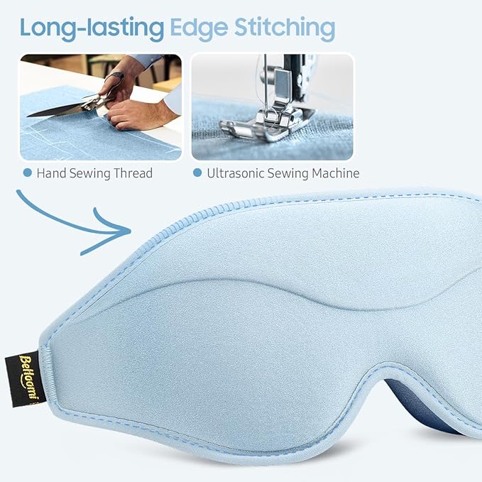 Sleep Mask, Premium Eye Mask for Sleeping, Total Blackout, Superior Soft Comfort, Upgraded 3D Ergonomic Designed Sleeping Mask for Home, Office, Travel, Meditation, Sky Blue - Bloomnest